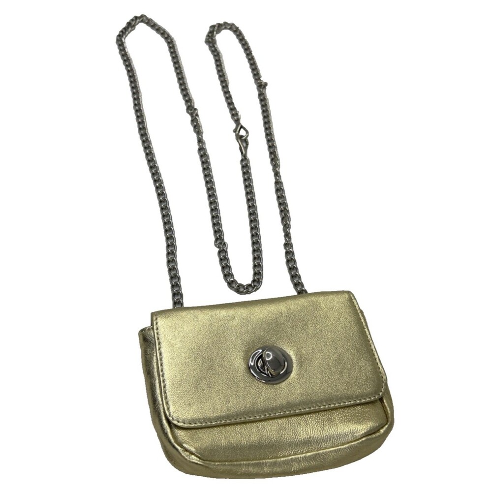 Hobo International Convertible Gold Leather Mini Crossbody Bag